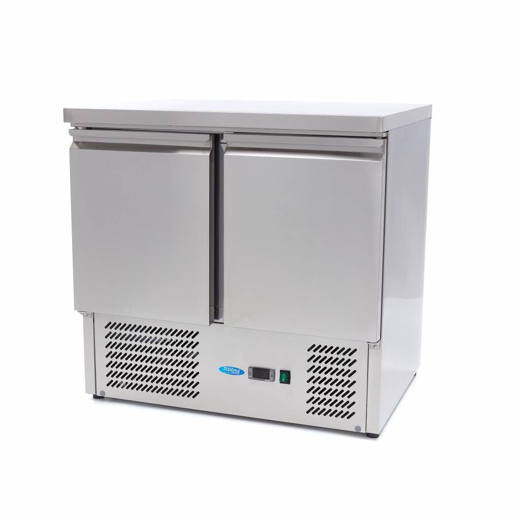 Table réfrigérée - 257 litres - 90cm - 2 portes - Refroidissement ventilé inox 230 W Maxima - Table réfrigérée positive professionnel CHR - matériel cuisine pro - Cuistéo
