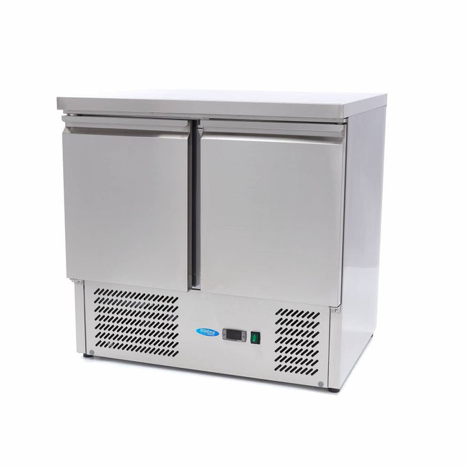 Table réfrigérée - 257 litres - 90cm - 2 portes - Refroidissement ventilé inox 230 W Maxima - Table réfrigérée positive professionnel CHR - matériel cuisine pro - Cuistéo