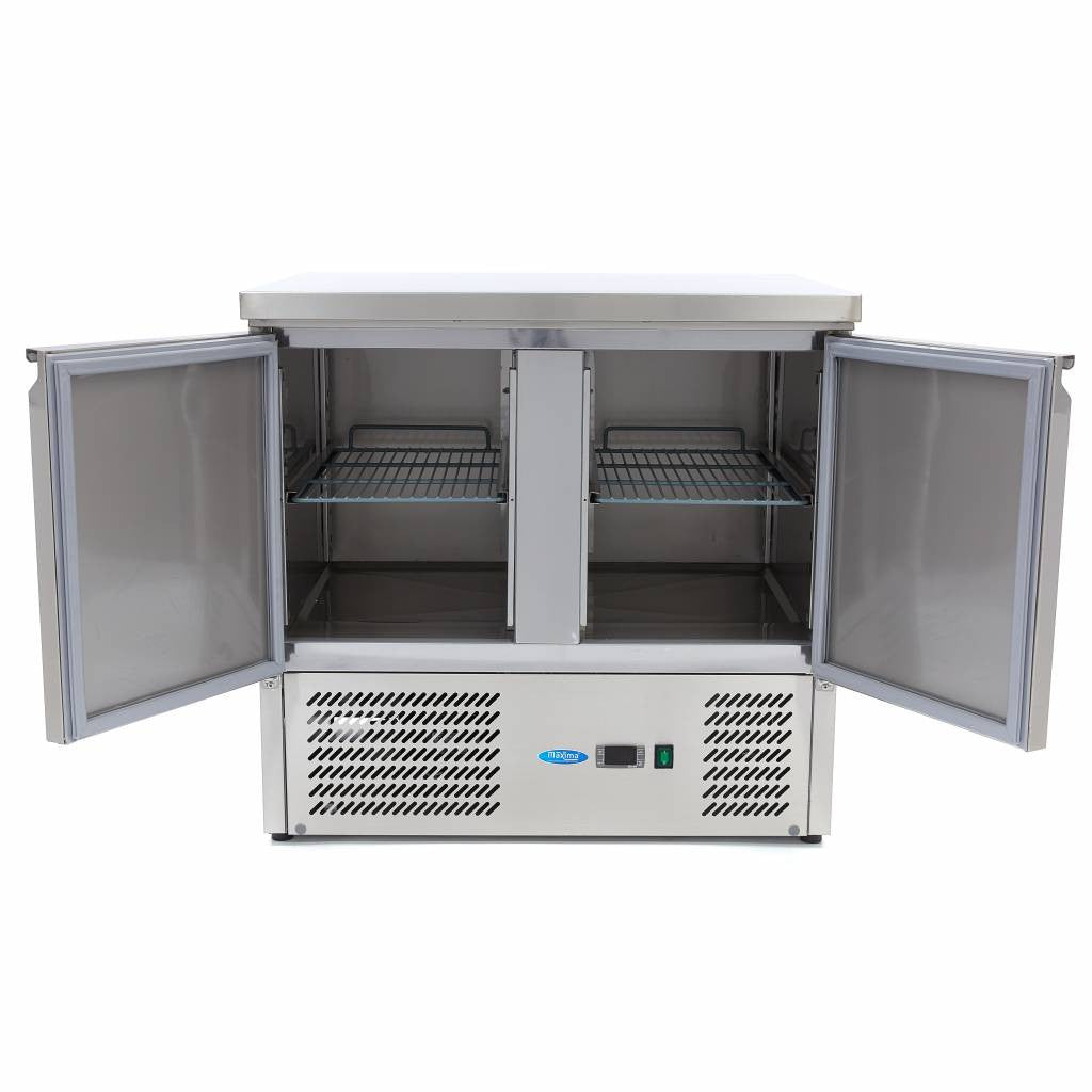 Table réfrigérée - 257 litres - 90cm - 2 portes - Refroidissement ventilé inox 230 W Maxima - vue 3 - Table réfrigérée positive pro CHR - Cuistéo