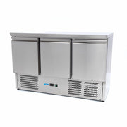 Table réfrigérée - 400 litres - 137cm - 3 portes - Refroidissement ventilé inox 230 W Maxima - Table réfrigérée positive professionnel CHR - matériel cuisine pro - Cuistéo
