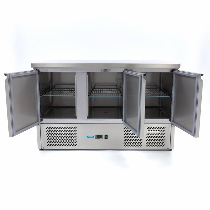 Table réfrigérée - 400 litres - 137cm - 3 portes - Refroidissement ventilé inox 230 W Maxima - vue 3 - Table réfrigérée positive pro CHR - Cuistéo