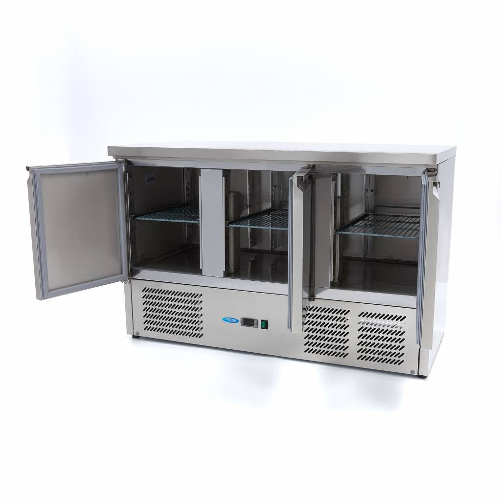 Table réfrigérée - 400 litres - 137cm - 3 portes - Refroidissement ventilé inox 230 W Maxima - vue 4 - Table réfrigérée positive pro CHR - Cuistéo