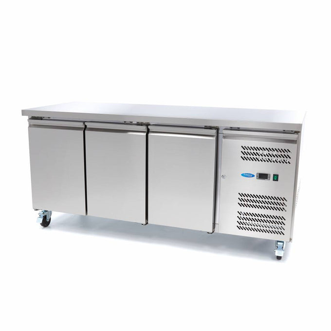 Table réfrigérée 3 portes 465L 180cm Dégivrage automatique Professionnelle Acier inoxydable 350 W Maxima - Table réfrigérée positive professionnel CHR - matériel cuisine pro - Cuistéo
