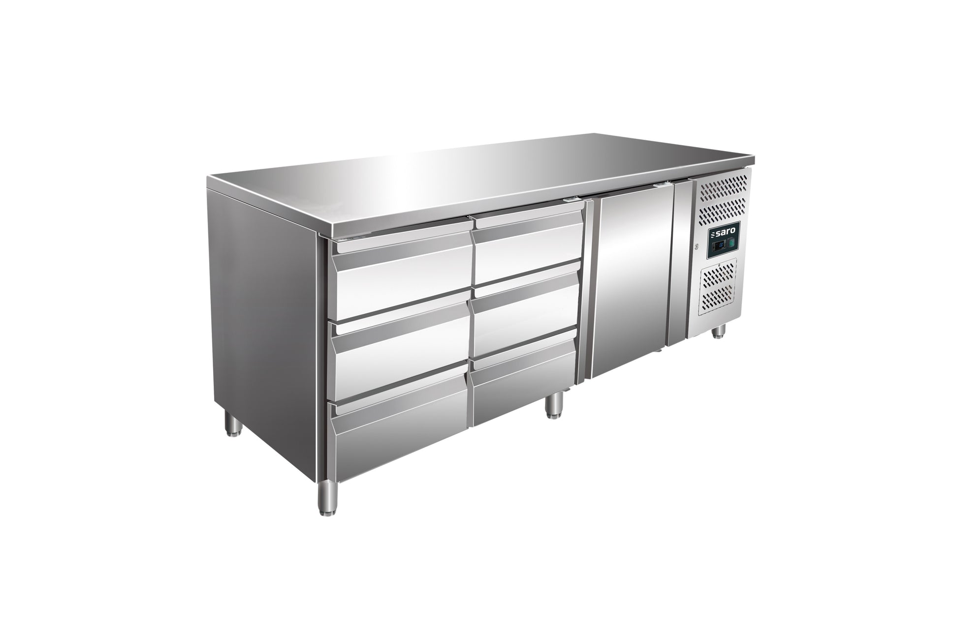 Table réfrigérée - 1 porte - 6 tiroirs - Inox 465 L Saro - Table réfrigérée positive professionnel CHR - matériel cuisine pro - Cuistéo