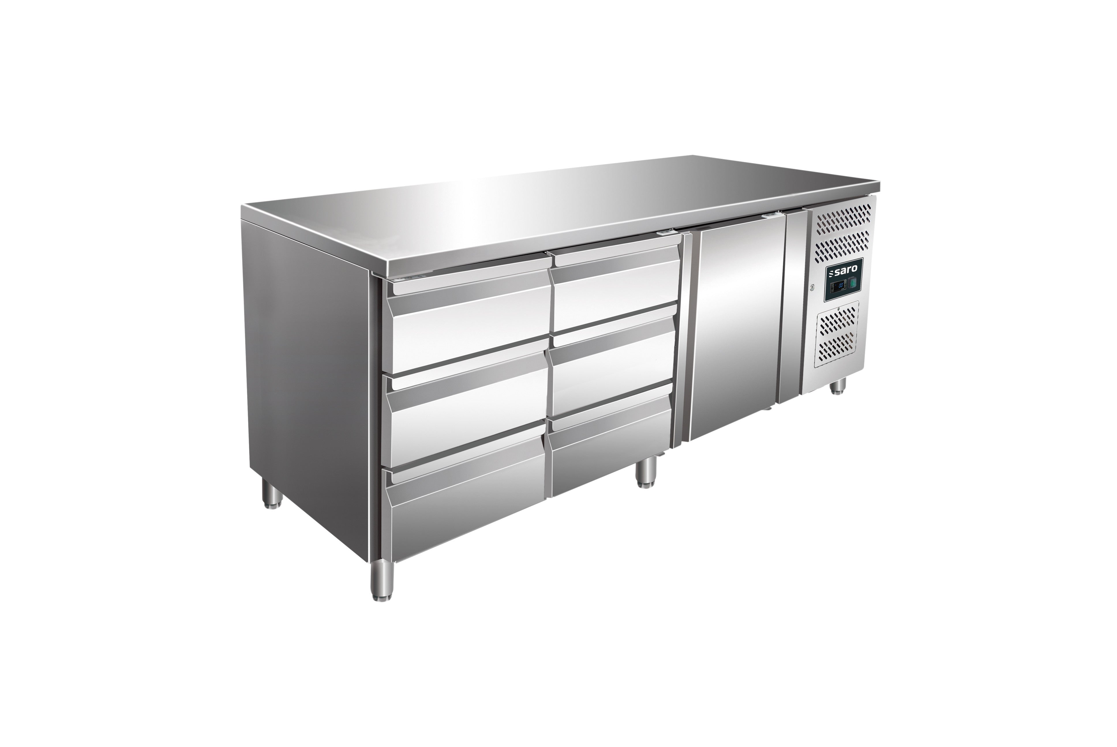 Table réfrigérée - 1 porte - 6 tiroirs - Inox 465 L Saro - Table réfrigérée positive professionnel CHR - matériel cuisine pro - Cuistéo