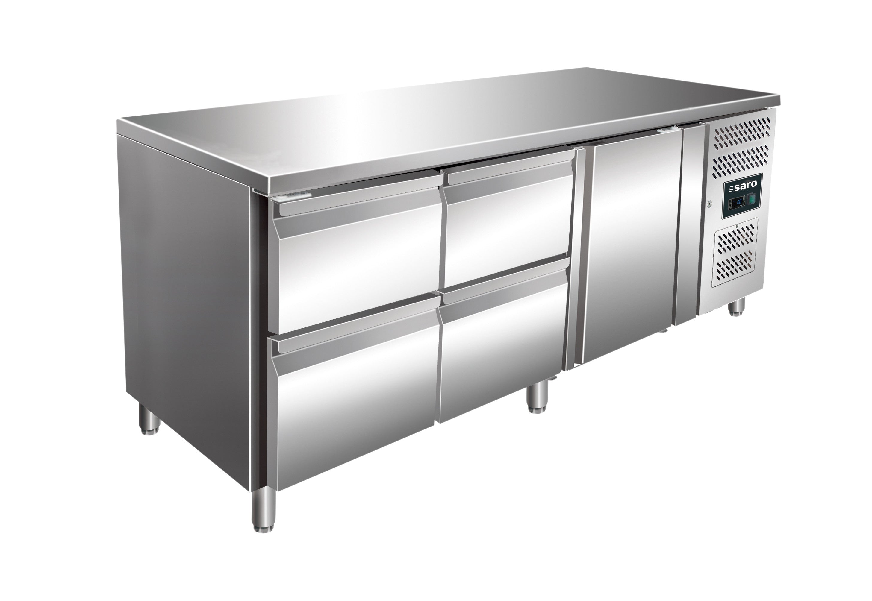 Table réfrigérée - 1 porte - 4 tiroirs - Inox 465 L Saro - Table réfrigérée positive professionnel CHR - matériel cuisine pro - Cuistéo
