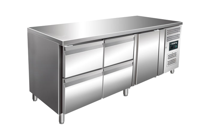Table réfrigérée - 1 porte - 4 tiroirs - Inox 465 L Saro - Table réfrigérée positive professionnel CHR - matériel cuisine pro - Cuistéo