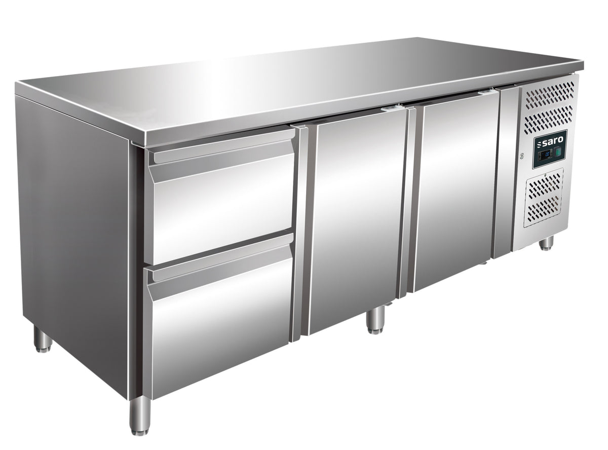 Table réfrigérée - 2 portes - 2 tiroirs - Inox 465 L Saro - Table réfrigérée positive professionnel CHR - matériel cuisine pro - Cuistéo