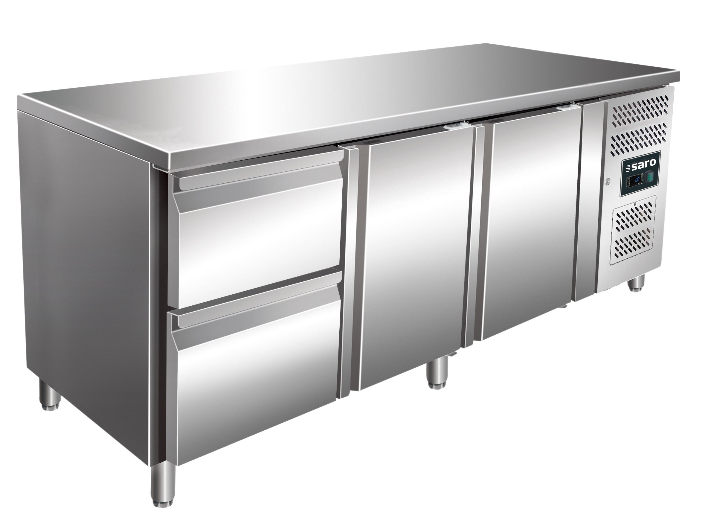 Table réfrigérée - 2 portes - 2 tiroirs - Inox 465 L Saro - Table réfrigérée positive professionnel CHR - matériel cuisine pro - Cuistéo