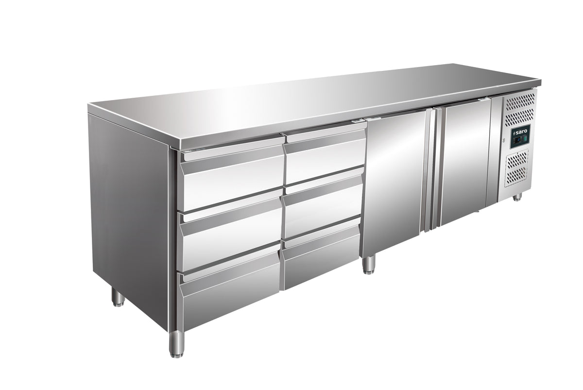 Table réfrigérée - 2 portes - 6 tiroirs - Inox 616 L Saro - Table réfrigérée positive professionnel CHR - matériel cuisine pro - Cuistéo
