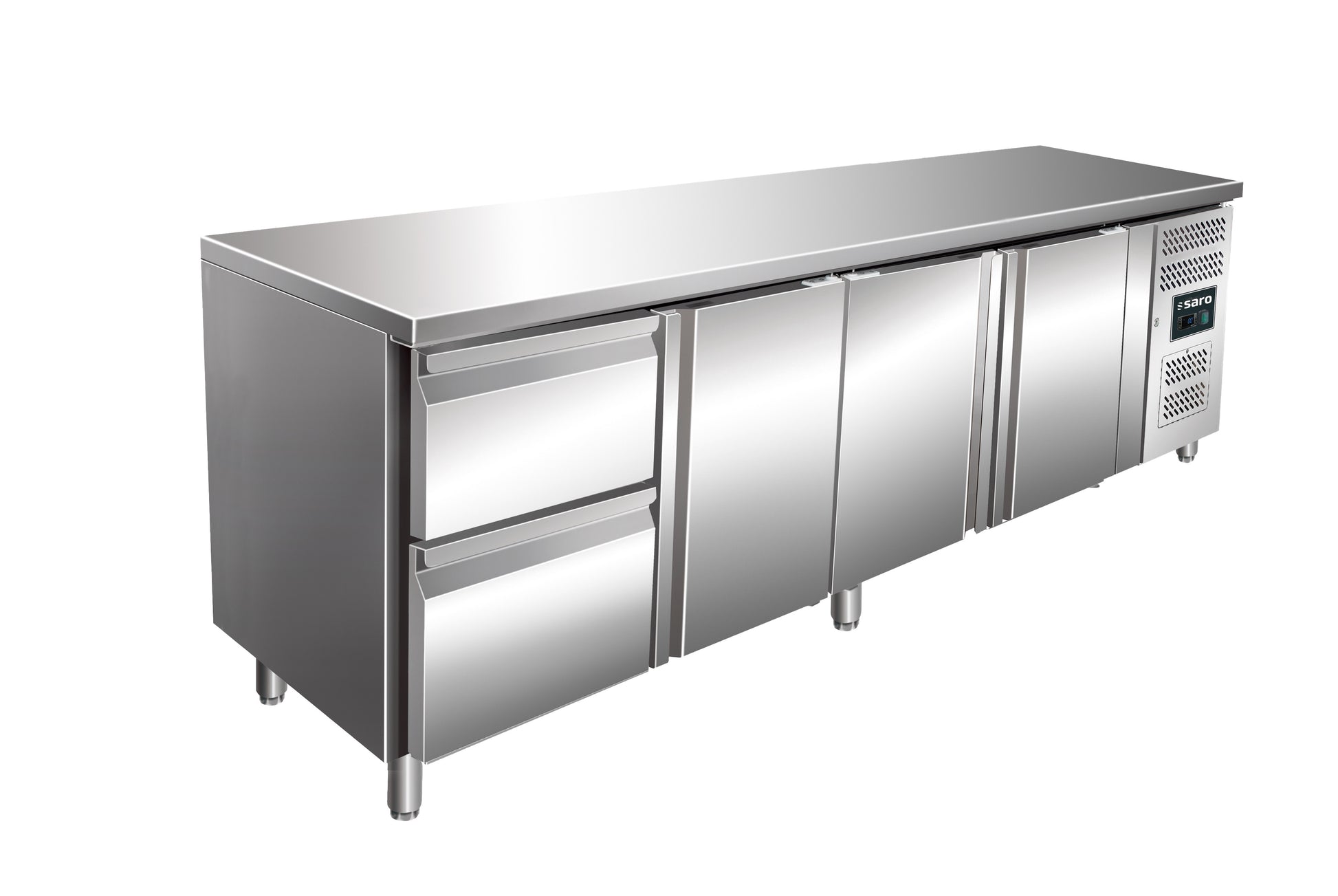 Table réfrigérée - 3 portes - 2 tiroirs - Inox 616 L Saro - Table réfrigérée positive professionnel CHR - matériel cuisine pro - Cuistéo