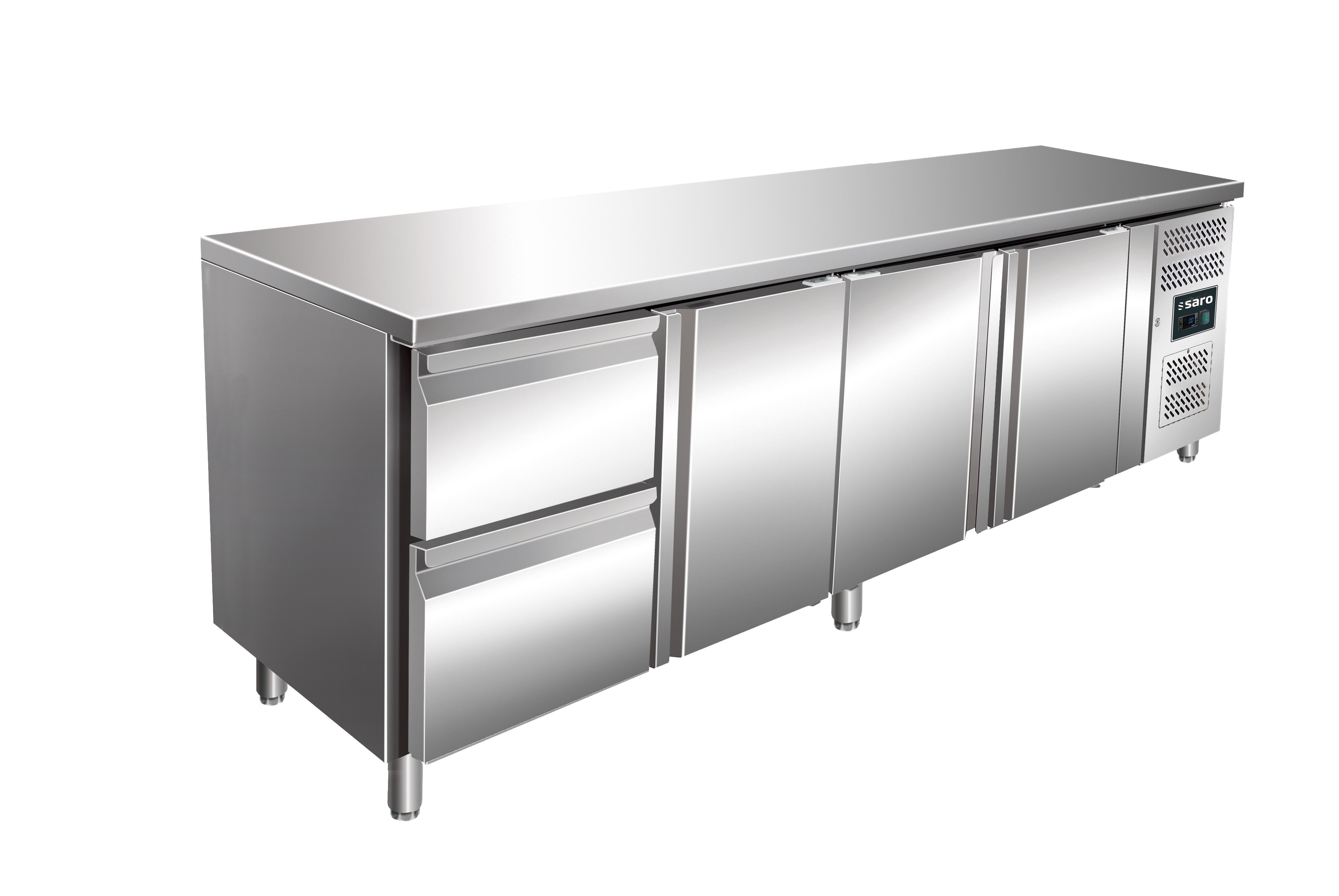 Table réfrigérée - 3 portes - 2 tiroirs - Inox 616 L Saro - Table réfrigérée positive professionnel CHR - matériel cuisine pro - Cuistéo