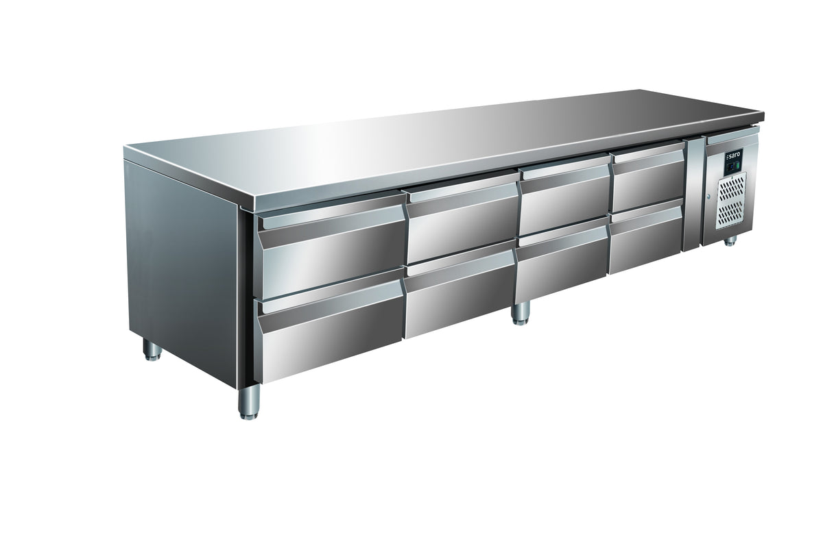 Table réfrigérée - 8 tiroirs - 314L - Inox Saro - Table réfrigérée positive professionnel CHR - matériel cuisine pro - Cuistéo