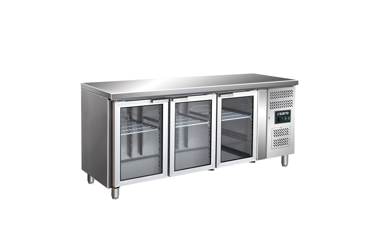 Table réfrigérée - 3 portes vitrées - GN1/1 inox 464 L Saro - Table réfrigérée positive professionnel CHR - matériel cuisine pro - Cuistéo