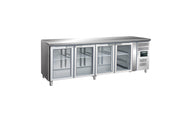 Table réfrigérée - 4 portes vitrées - GN1/1 inox 616 L Saro - Table réfrigérée positive professionnel CHR - matériel cuisine pro - Cuistéo
