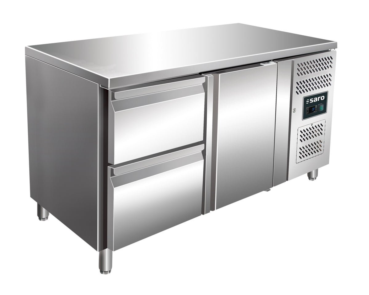 Table réfrigérée - 1 porte - 2 tiroirs - Inox 314 L Saro - Table réfrigérée positive professionnel CHR - matériel cuisine pro - Cuistéo