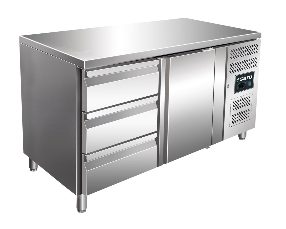 Table réfrigérée - 1 porte - 3 tiroirs - Inox 314 L Saro - Table réfrigérée positive professionnel CHR - matériel cuisine pro - Cuistéo