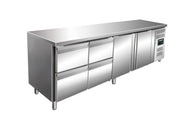 Table réfrigérée - 2 portes - 4 tiroirs - Inox 616 L Saro - Table réfrigérée positive professionnel CHR - matériel cuisine pro - Cuistéo
