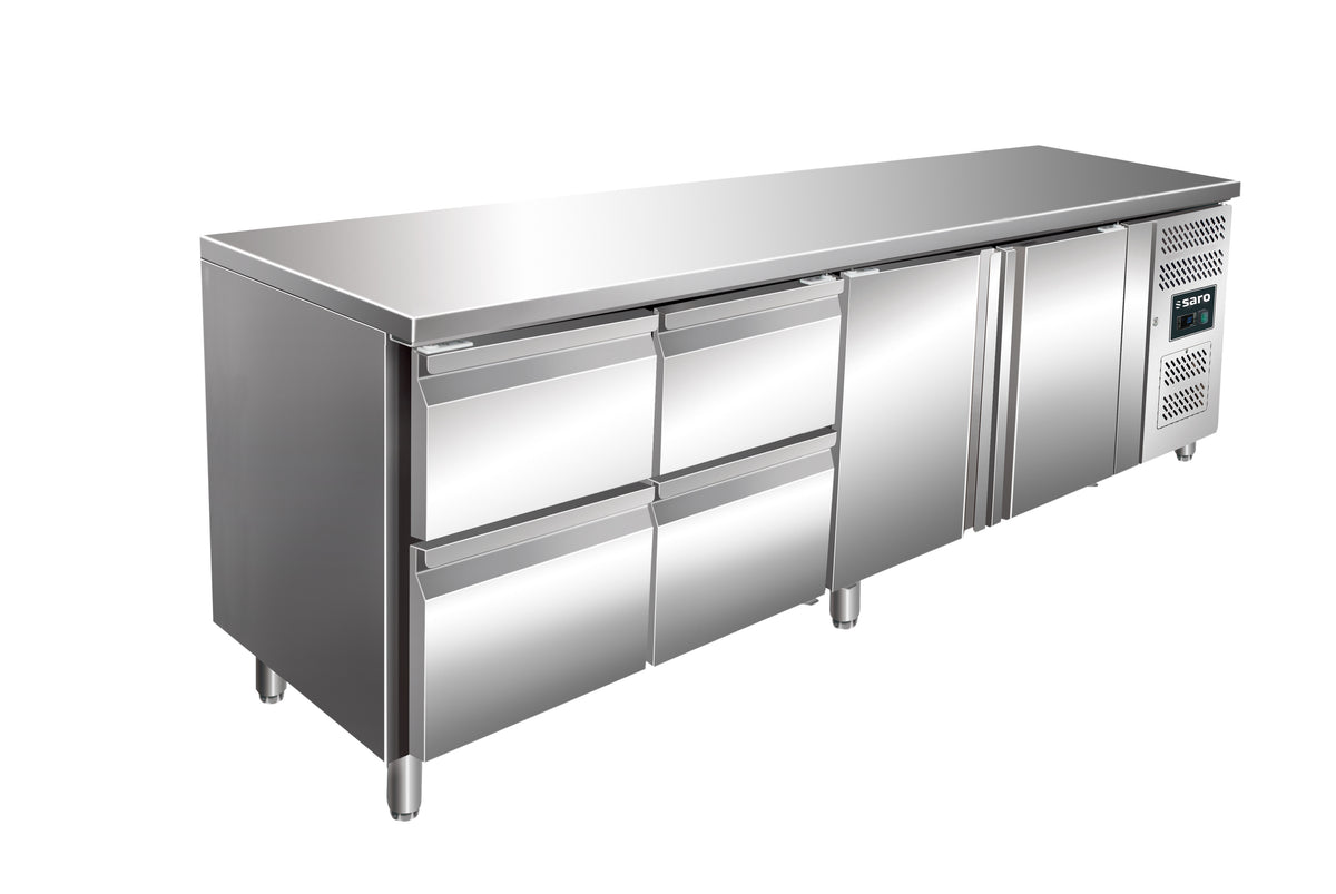 Table réfrigérée - 2 portes - 4 tiroirs - Inox 616 L Saro - Table réfrigérée positive professionnel CHR - matériel cuisine pro - Cuistéo