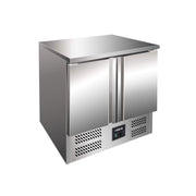 Table réfrigérée - 2 x GN 1/1 - 2 portes - +2/+8°C - 2 grilles - Inox - Saro