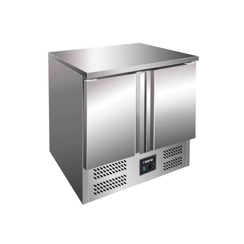Table réfrigérée - 2 x GN 1/1 - 2 portes - +2/+8°C - 2 grilles - Inox - Saro