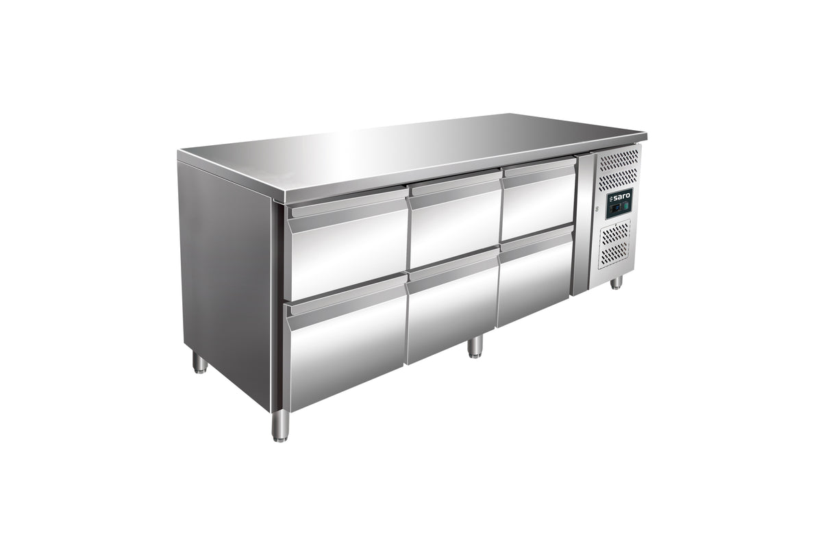Table réfrigérée - 6 tiroirs - Inox - Professionnel 465 L Saro - Table réfrigérée positive professionnel CHR - matériel cuisine pro - Cuistéo