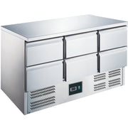 Table réfrigérée - 6 tiroirs - Inox - Professionnel 368 L Saro - Table réfrigérée positive professionnel CHR - matériel cuisine pro - Cuistéo