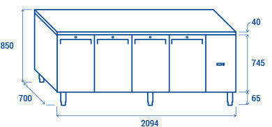 Comptoir congélateur GN 1/1 MOTEUR À DISTANCE QN 4100SG - Cool Head 2094x700x850 mm 410 L 440 W Coolhead - vue 7 - Table réfrigérée négative pro CHR - Cuistéo