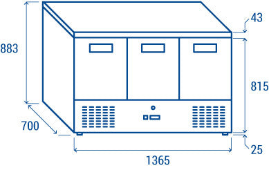 Table réfrigérée ventilée négative GN1/1 CNX 93V - Cool Head inox 1365x700x883 mm 364 L 276 W Coolhead - vue 10 - Table réfrigérée négative pro CHR - Cuistéo
