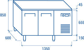 Comptoir de congélation pour plateaux 325x410mm SF 2100 - Cool Head 230 L 600 W Coolhead - vue 6 - Table réfrigérée négative pro CHR - Cuistéo