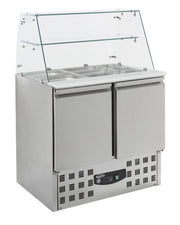 Saladette réfrigérée avec verre 2 portes 900x700x850 mm 240 L 0.34 kW Combisteel - Saladette réfrigérée professionnel CHR - matériel cuisine pro - Cuistéo