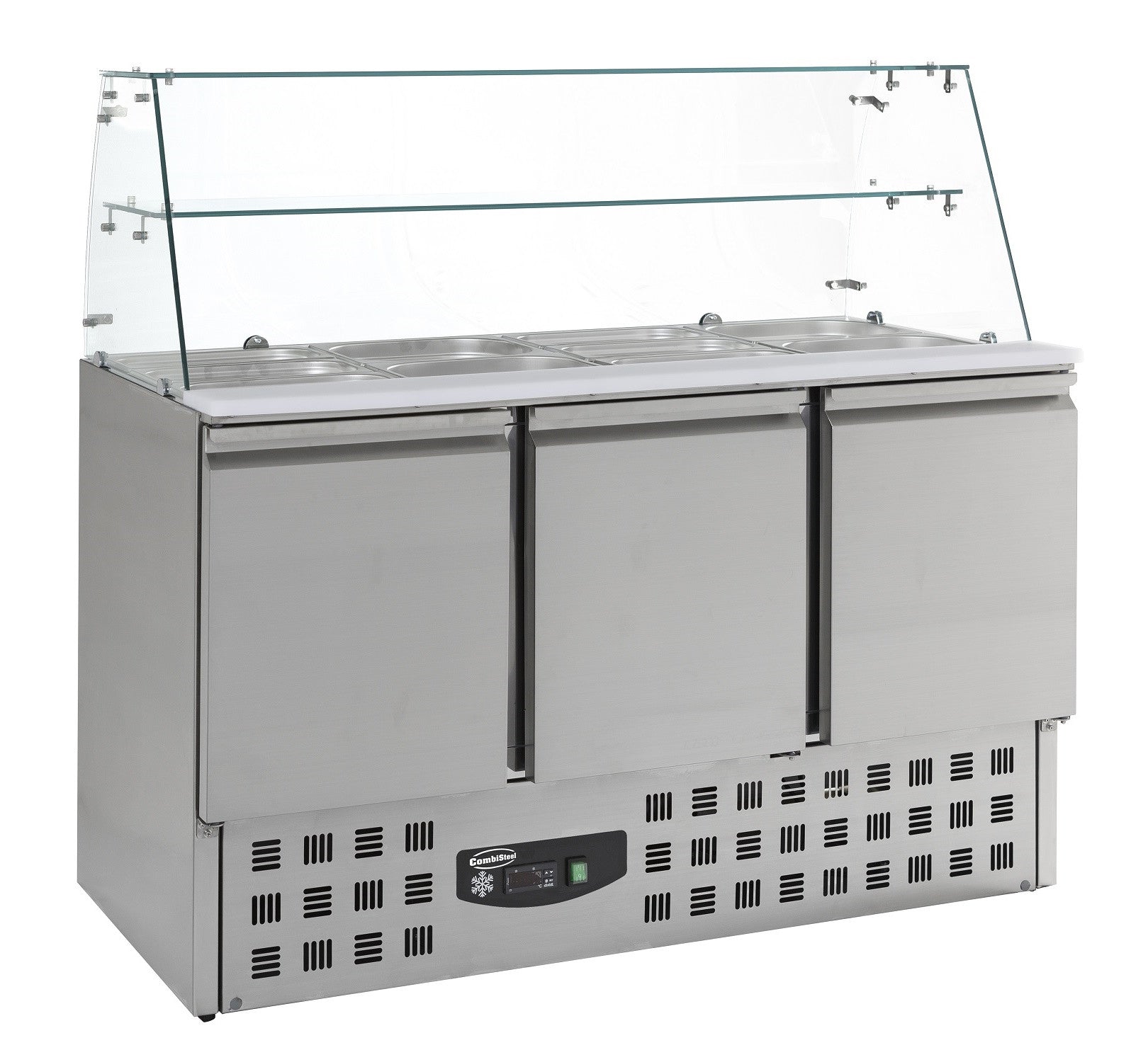 Saladette réfrigéree avec verre 3 portes 1365x700x850 mm 368 L 0.34 kW Combisteel - Saladette réfrigérée professionnel CHR - matériel cuisine pro - Cuistéo