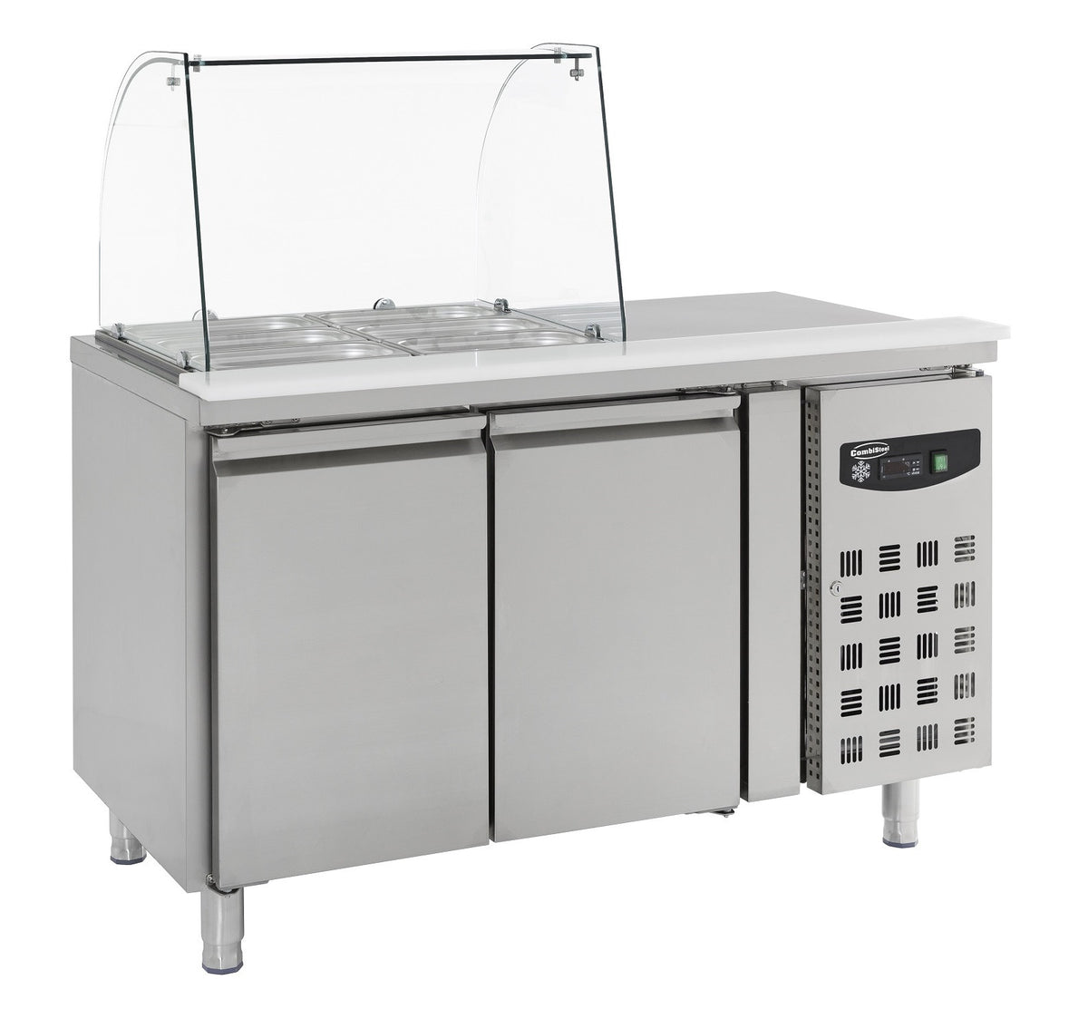 Table réfrigérée avec verre 2 portes inox 1360x700x1365 mm 314 L 0.34 kW Combisteel - Saladette réfrigérée professionnel CHR - matériel cuisine pro - Cuistéo