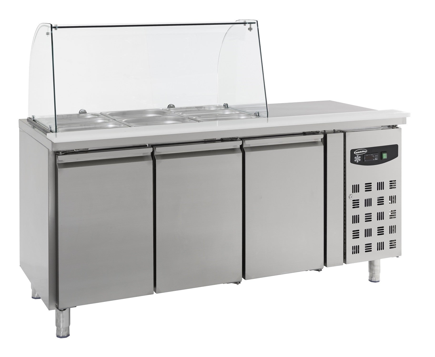 Table réfrigérée avec verre 3 portes inox 1795x700x1365 mm 465 L 0.34 kW Combisteel - Saladette réfrigérée professionnel CHR - matériel cuisine pro - Cuistéo