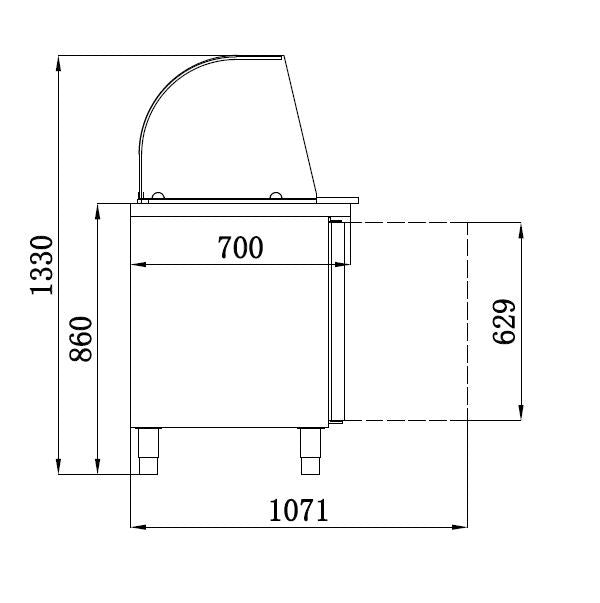 Table réfrigérée avec verre 3 portes inox 1795x700x1365 mm 465 L 0.34 kW Combisteel - vue 2 - Saladette réfrigérée pro CHR - Cuistéo