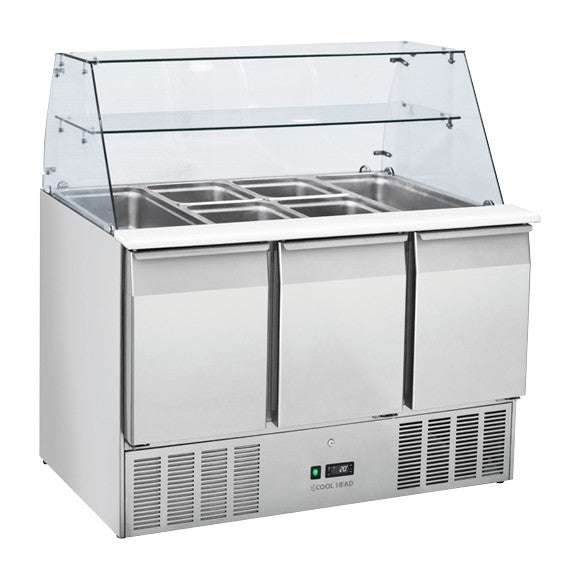 Vitrine réfrigérée GN1/1 dessus ouvert CRQ 93A - Cool Head 1365x700x1295 mm 364 L 233 W Coolhead - Saladette réfrigérée professionnel CHR - matériel cuisine pro - Cuistéo