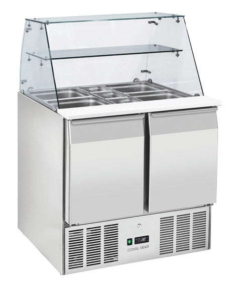 Vitrine réfrigérée ouverte GN1/1 CRQ 90A - Cool Head 900x700x1295 mm 232 L 142.4 W Coolhead - Saladette réfrigérée professionnel CHR - matériel cuisine pro - Cuistéo