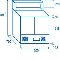 Saladette réfrigérée pizza GN1/1 CRP 90A - Cool Head 900x700x1090 mm 265 L 142.4 W Coolhead - vue 11 - Saladette réfrigérée pro CHR - Cuistéo