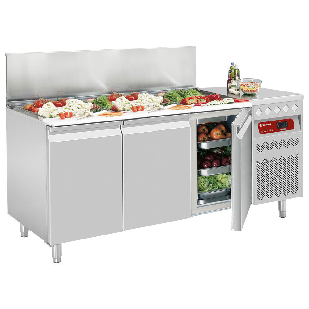 Table réfrigérée 3 portes GN 1/1 405L. et saladette - Diamond
