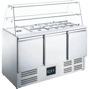 Saladette vitrine - 3 portes - GN1/1 - Professionnel 368 L Saro - Saladette réfrigérée professionnel CHR - matériel cuisine pro - Cuistéo