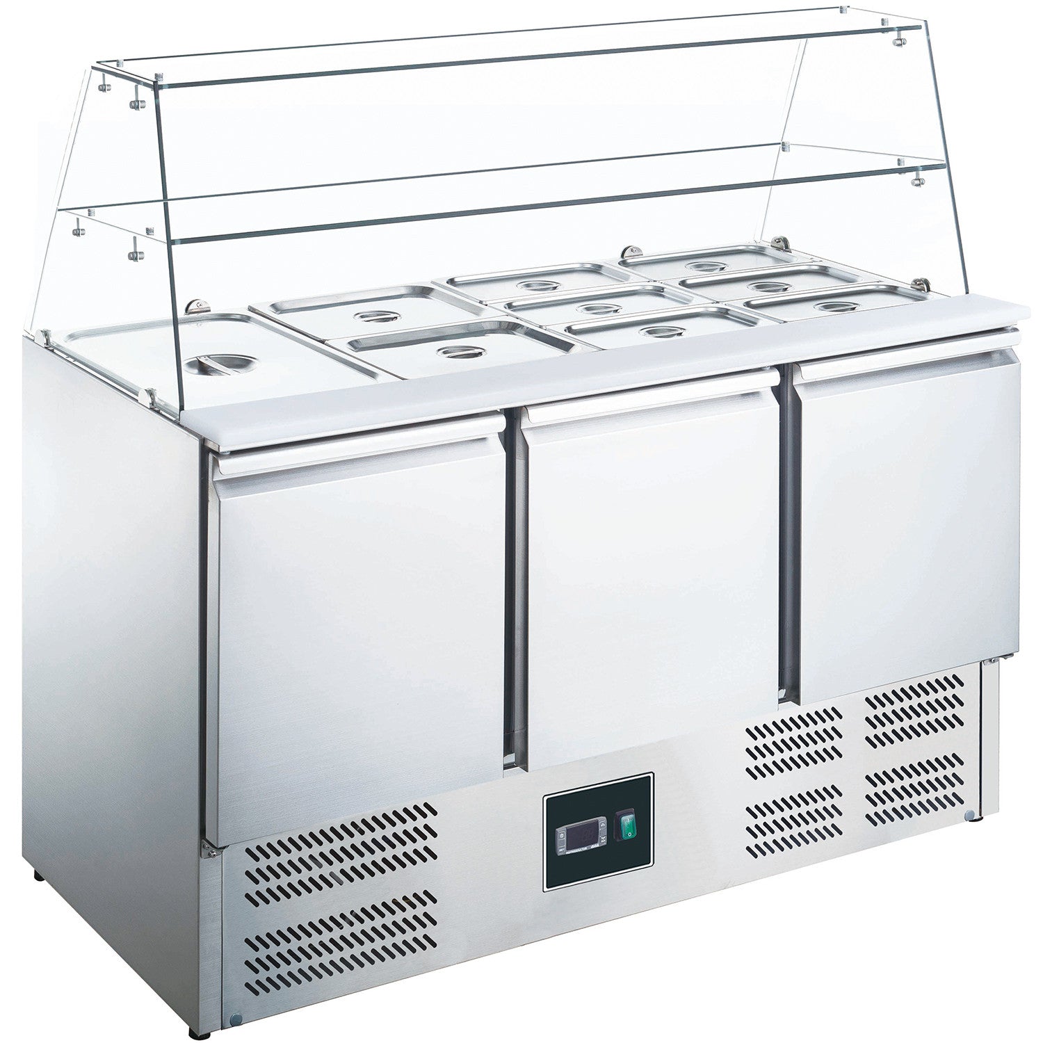 Saladette vitrine - 3 portes - GN1/1 - Professionnel 368 L Saro - Saladette réfrigérée professionnel CHR - matériel cuisine pro - Cuistéo