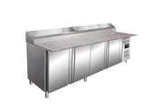 Table préparation - 4 portes - Granit - Professionnel inox 943 L Saro - Saladette réfrigérée professionnel CHR - matériel cuisine pro - Cuistéo