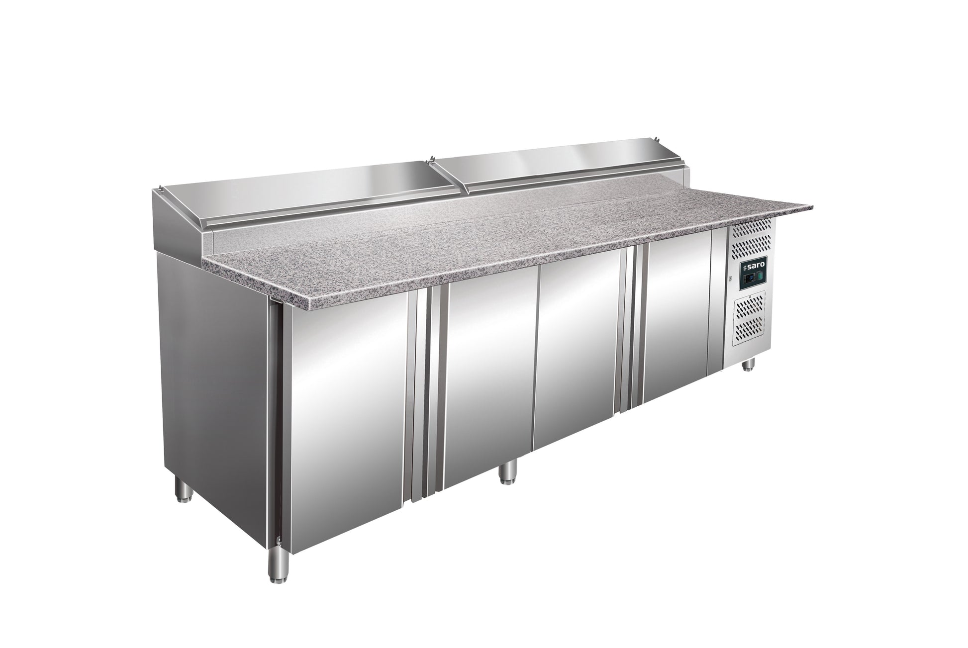 Table préparation - 4 portes - Granit - Professionnel inox 943 L Saro - Saladette réfrigérée professionnel CHR - matériel cuisine pro - Cuistéo