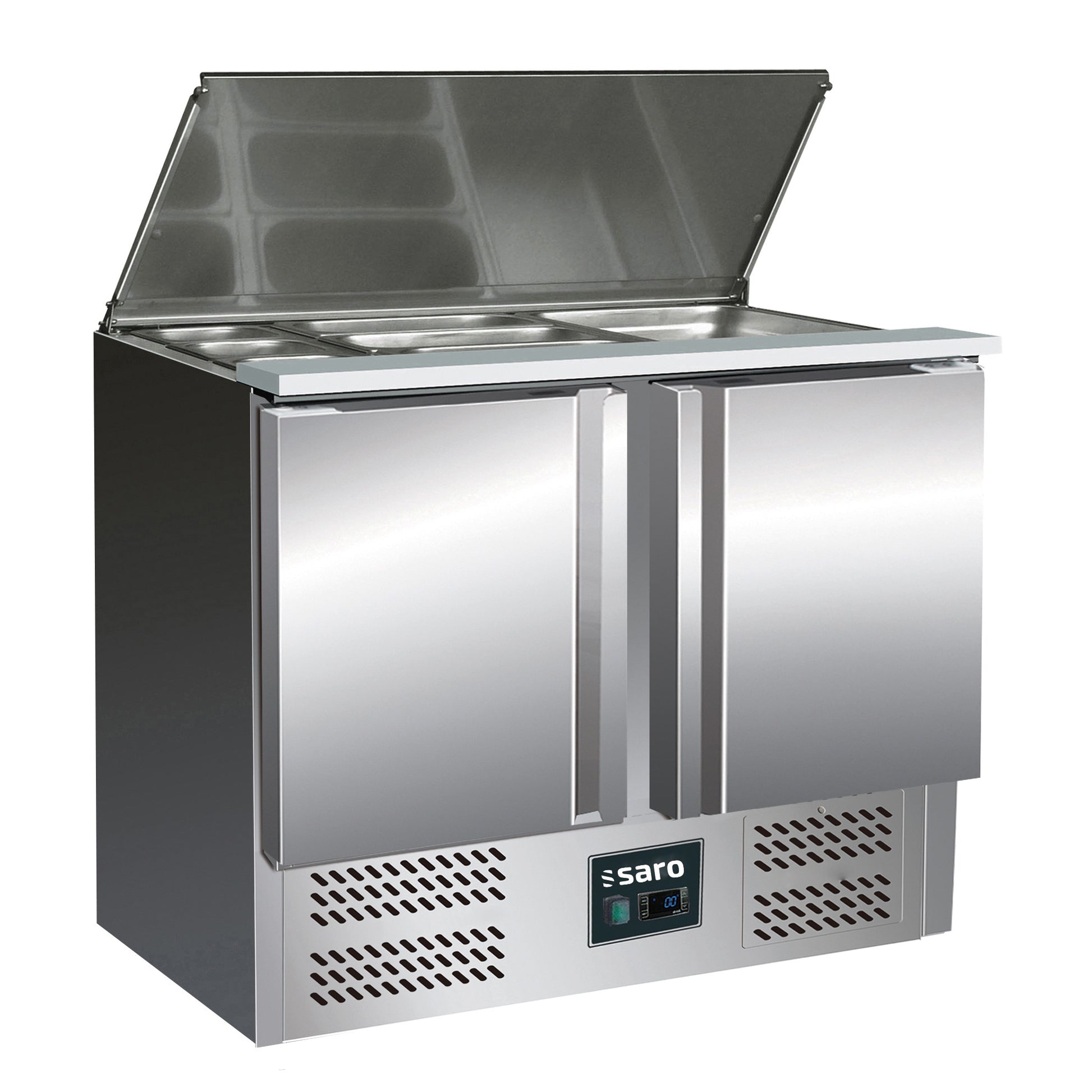 Saladette inox - 2 portes - GN1/1 - Professionnel Saro - Saladette réfrigérée professionnel CHR - matériel cuisine pro - Cuistéo