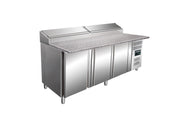 Table préparation - 3 portes - Granit - Professionnel inox 725 L Saro - Saladette réfrigérée professionnel CHR - matériel cuisine pro - Cuistéo