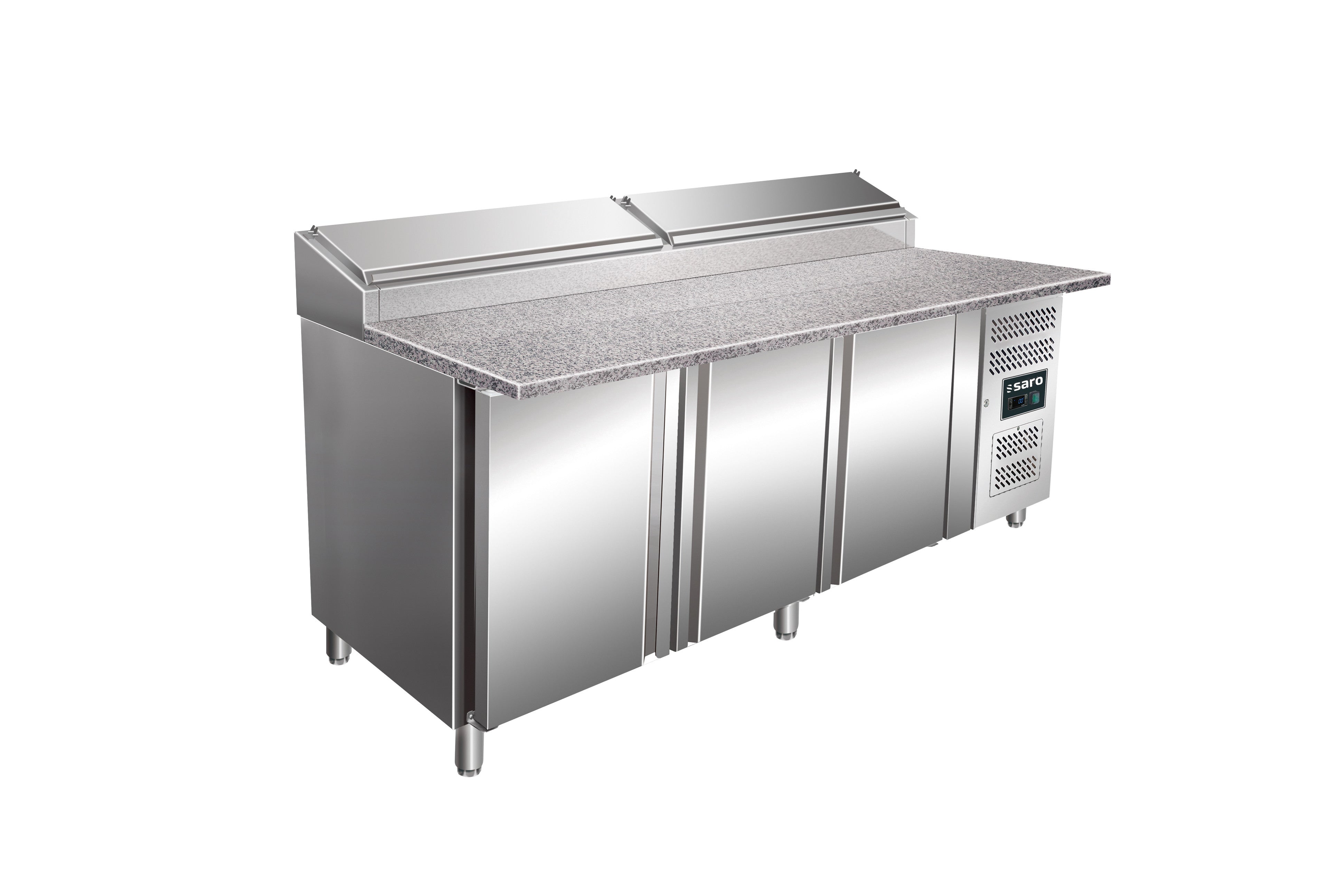 Table préparation - 3 portes - Granit - Professionnel inox 725 L Saro - Saladette réfrigérée professionnel CHR - matériel cuisine pro - Cuistéo