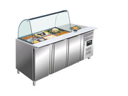 Table réfrigérée - 3 portes - Vitrine - GN1/1 inox 456 L Saro - Saladette réfrigérée professionnel CHR - matériel cuisine pro - Cuistéo
