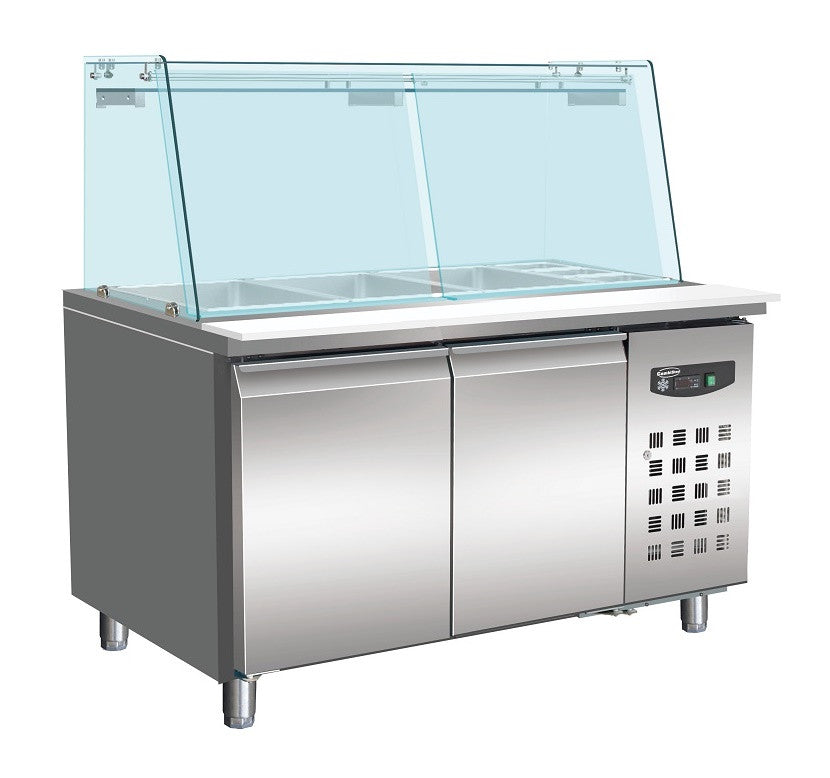 Table réfrig. pâtisserie avec vitrine inox 1510x800x1365 mm 428 L 0.19 kW Combisteel - Tour Réfrigéré professionnel CHR - matériel cuisine pro - Cuistéo