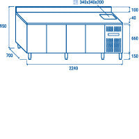 Tour réfrigéré GN1/1avec évier - RC 4200LV - Cool Head 2240x700x950 mm 630 L 353 W Coolhead - vue 6 - Tour Réfrigéré pro CHR - Cuistéo