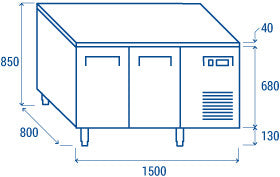 Comptoir réfrigéré pour plateaux 600x400mm - PA 2100 - Cool Head 430 L 300 W Coolhead - vue 7 - Tour Réfrigéré pro CHR - Cuistéo